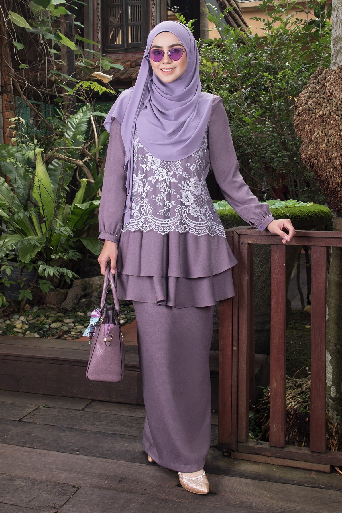Baju Kurung Lace Alexis - Morning Iris