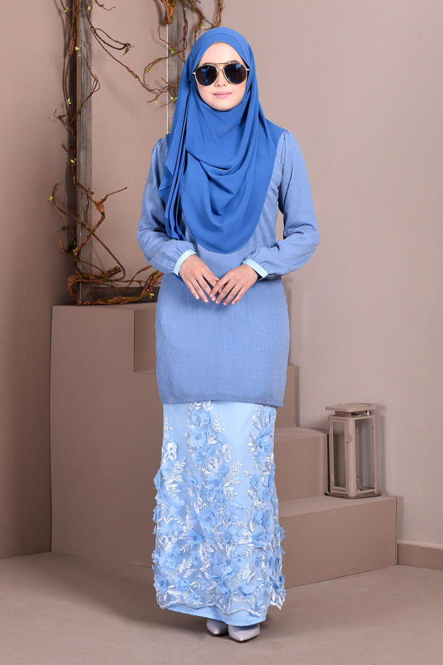 Baju Kurung Lace Avka - Hawaii Blue