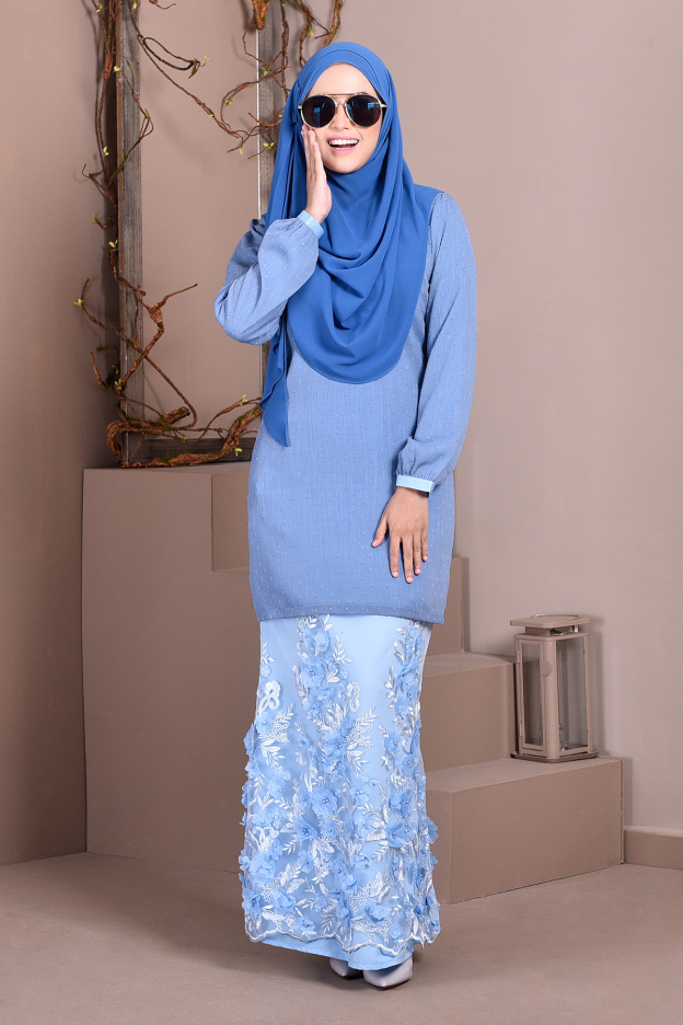 Baju Kurung Lace Avka - Hawaii Blue