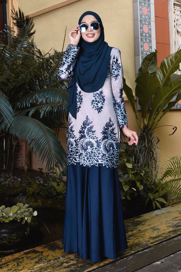 Baju Kurung Lace Brettany - Blue Marine