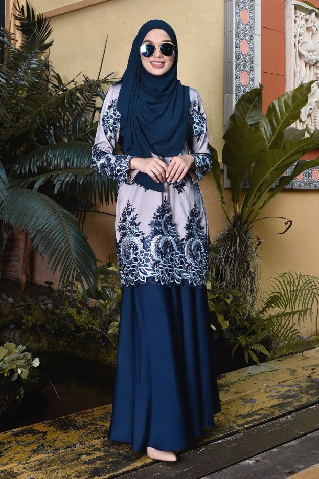Baju Kurung Lace Brettany - Blue Marine