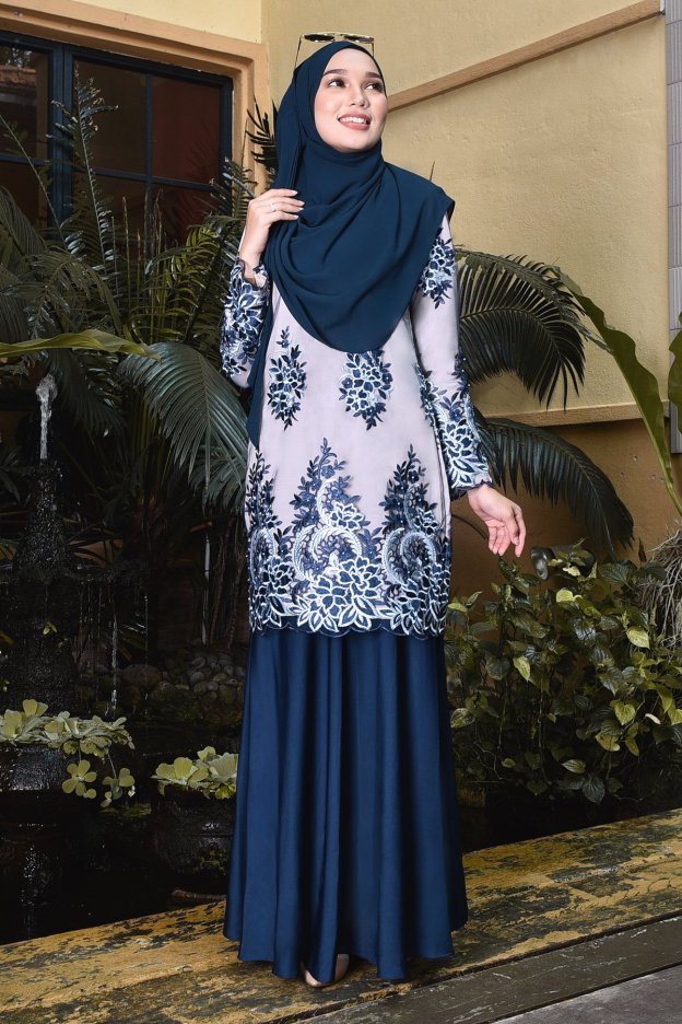 Baju Kurung Lace Brettany - Blue Marine
