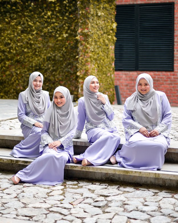 Baju Kurung Lace Clemence II - Pewter Grey