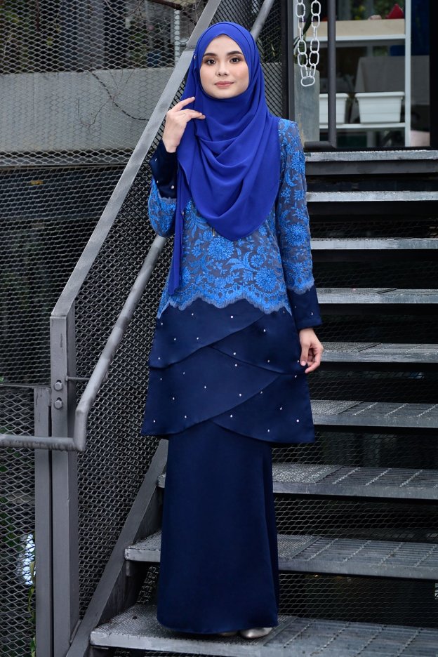 Baju Kurung Lace Clemence - Avery Blue