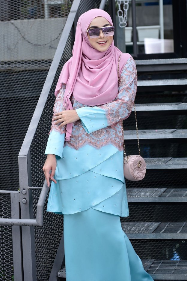 Baju Kurung Lace Clemence - Frosty Mint