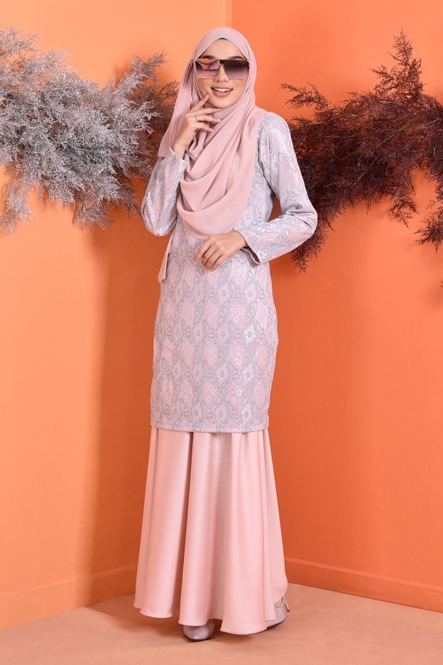 Baju Kurung Lace Grayce - Peach