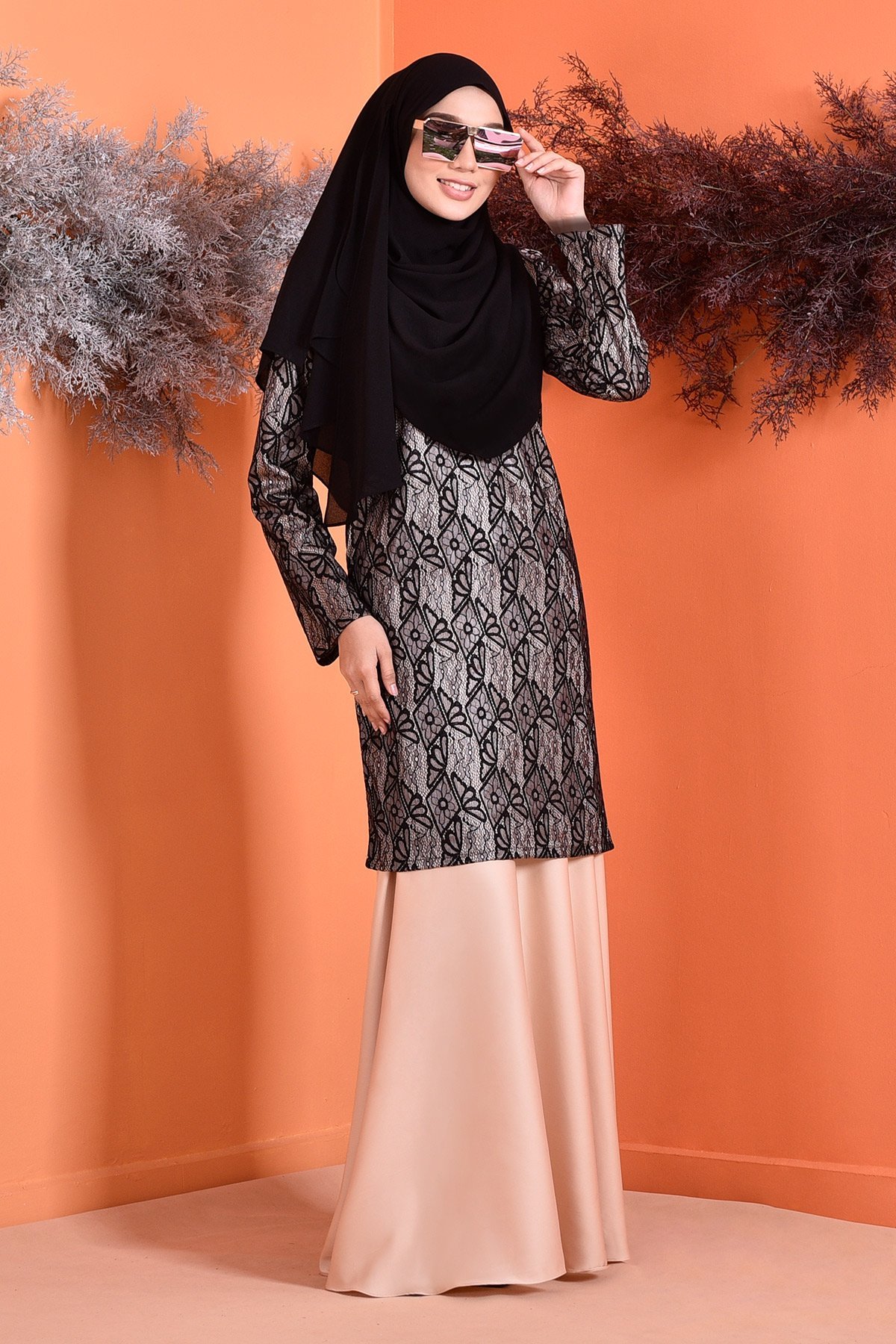 Baju Kurung Lace Grayce - Blacky Cream