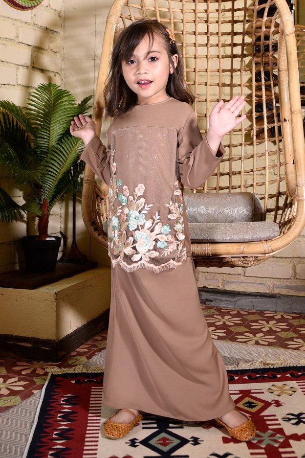 Baju Kurung Lace Leonore Kids  - Cavendish Brown