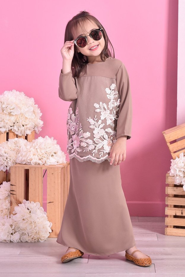 Baju Kurung Lace Leonore Kids  - Cavendish Brown