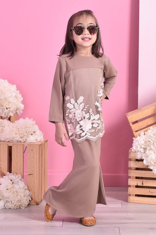 Baju Kurung Lace Leonore Kids  - Cavendish Brown