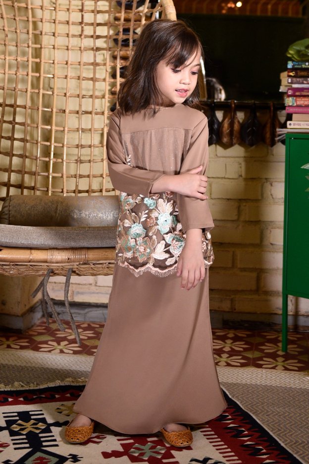 Baju Kurung Lace Leonore Kids  - Cavendish Brown