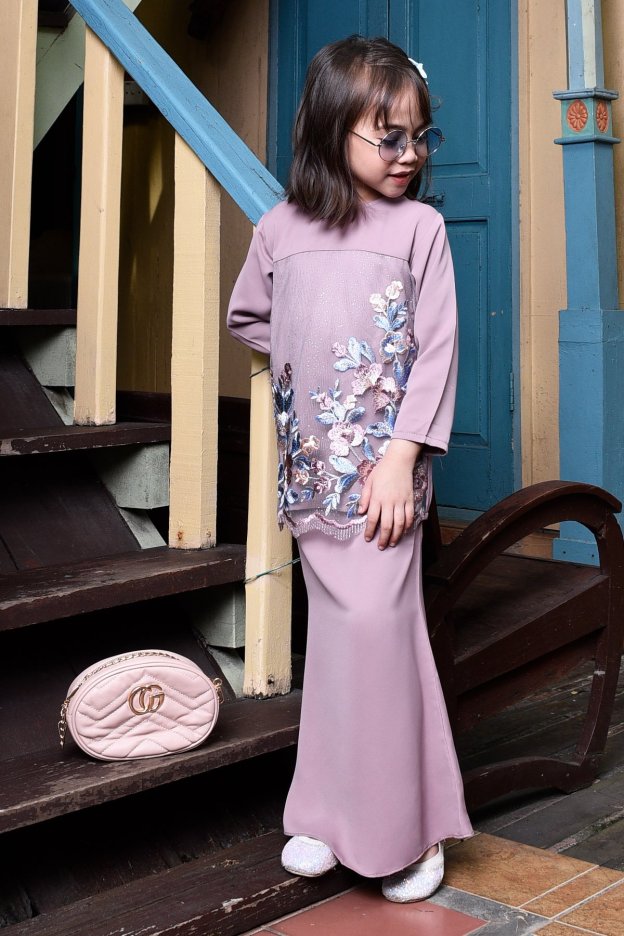 Baju Kurung Lace Leonore Kids - Lavender