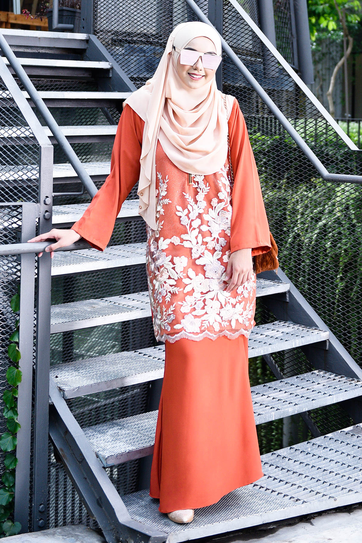 Baju Kurung Lace Leonore - Terracotta