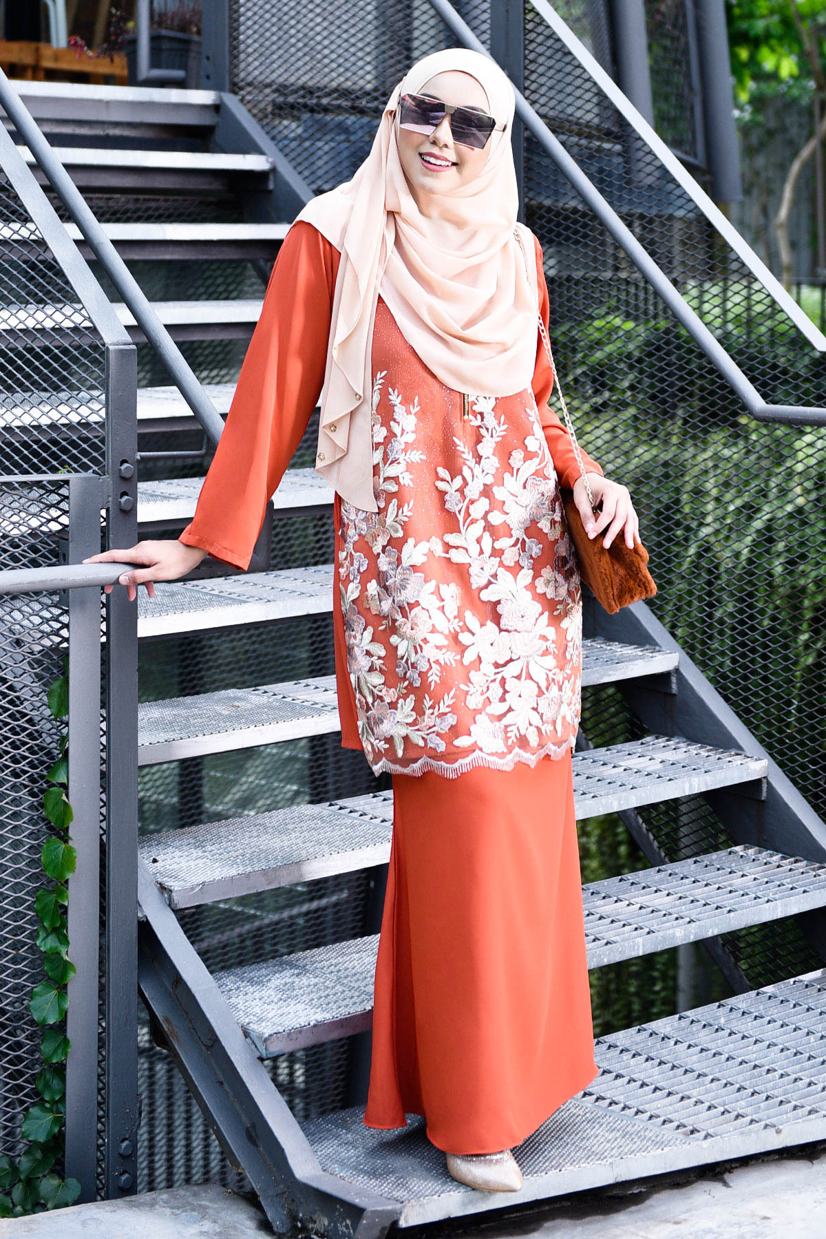 Baju Kurung Lace Leonore - Terracotta