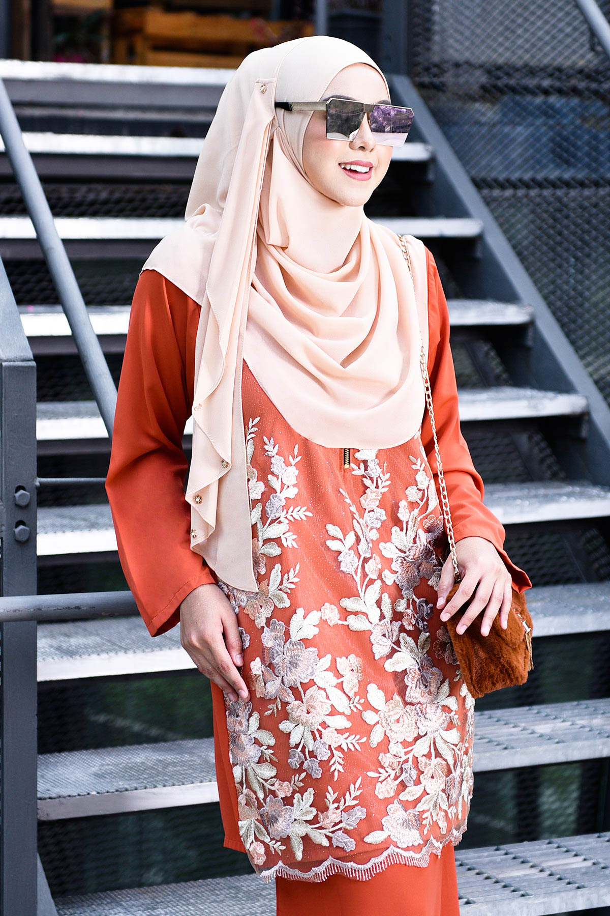Baju Kurung Lace Leonore - Terracotta