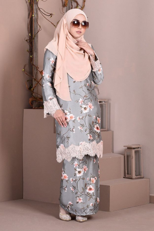 Baju Kurung Lace Madame Sara - Moss Green