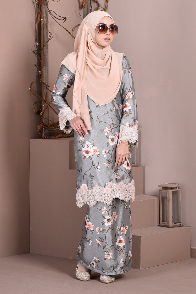 Baju Kurung Lace Madame Sara - Moss Green