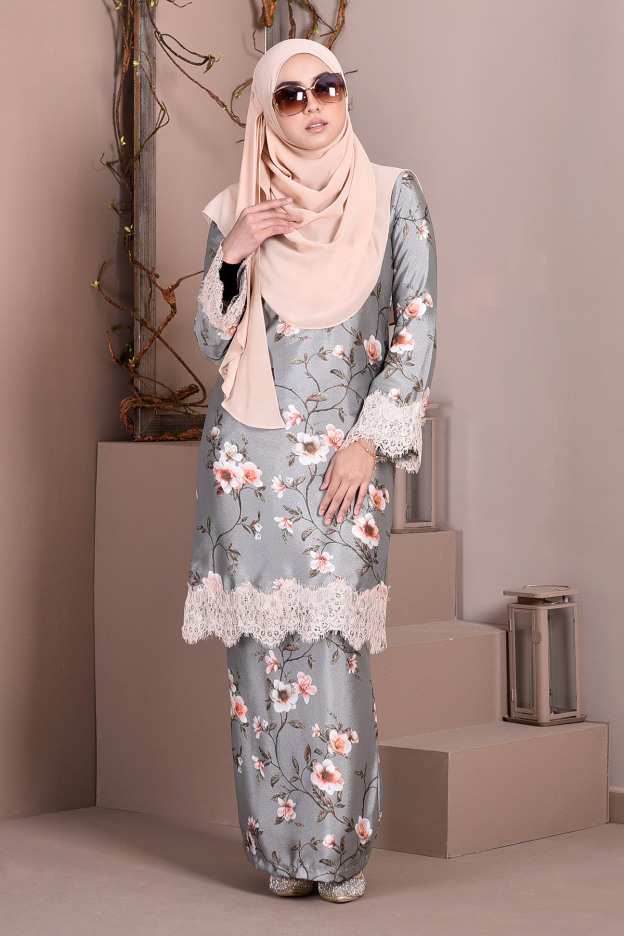 Baju Kurung Lace Madame Sara - Moss Green