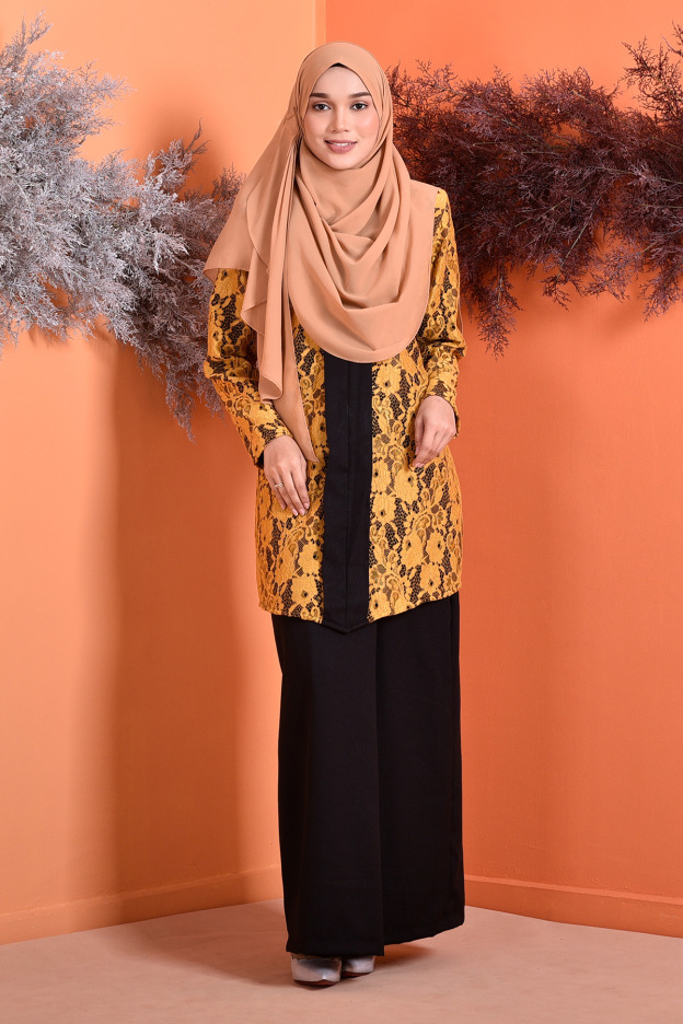 Baju Kebarung Lace Marissa - Pitch Black