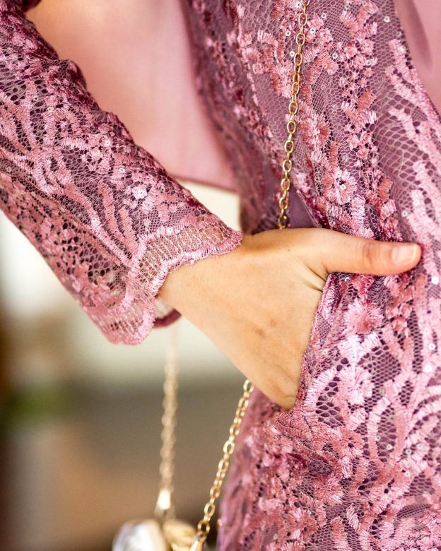 Baju Kurung Lace Rufaidah - Dusty Pink