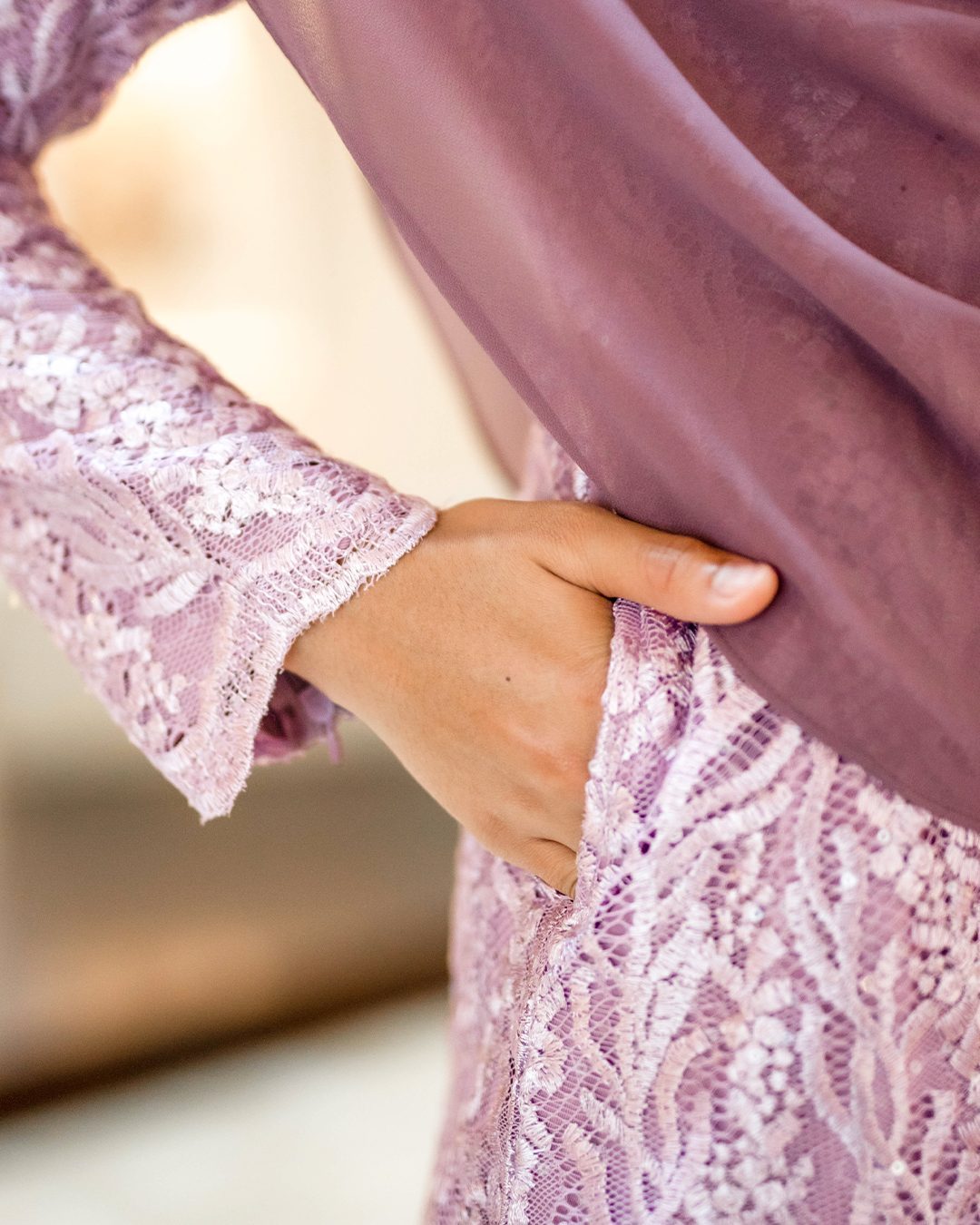 Baju Kurung Lace Rufaidah - Dusty Purple