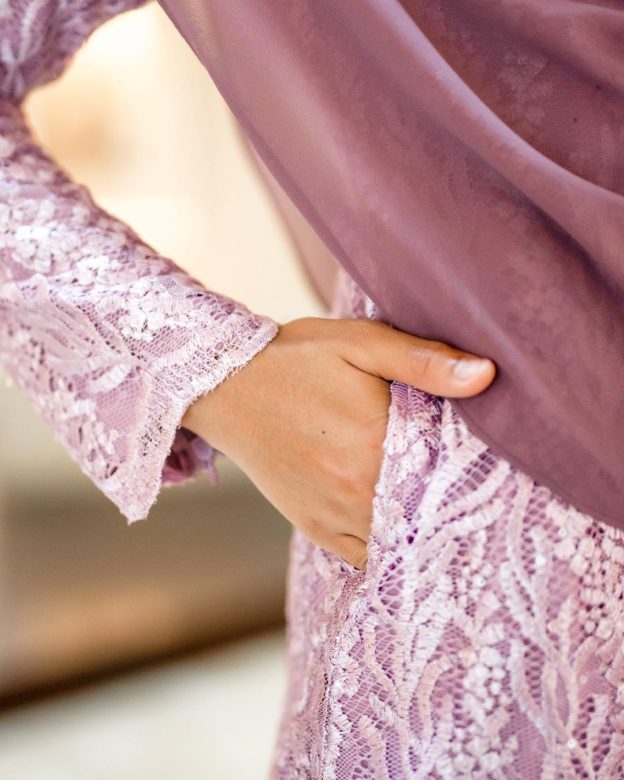 Baju Kurung Lace Rufaidah - Dusty Purple