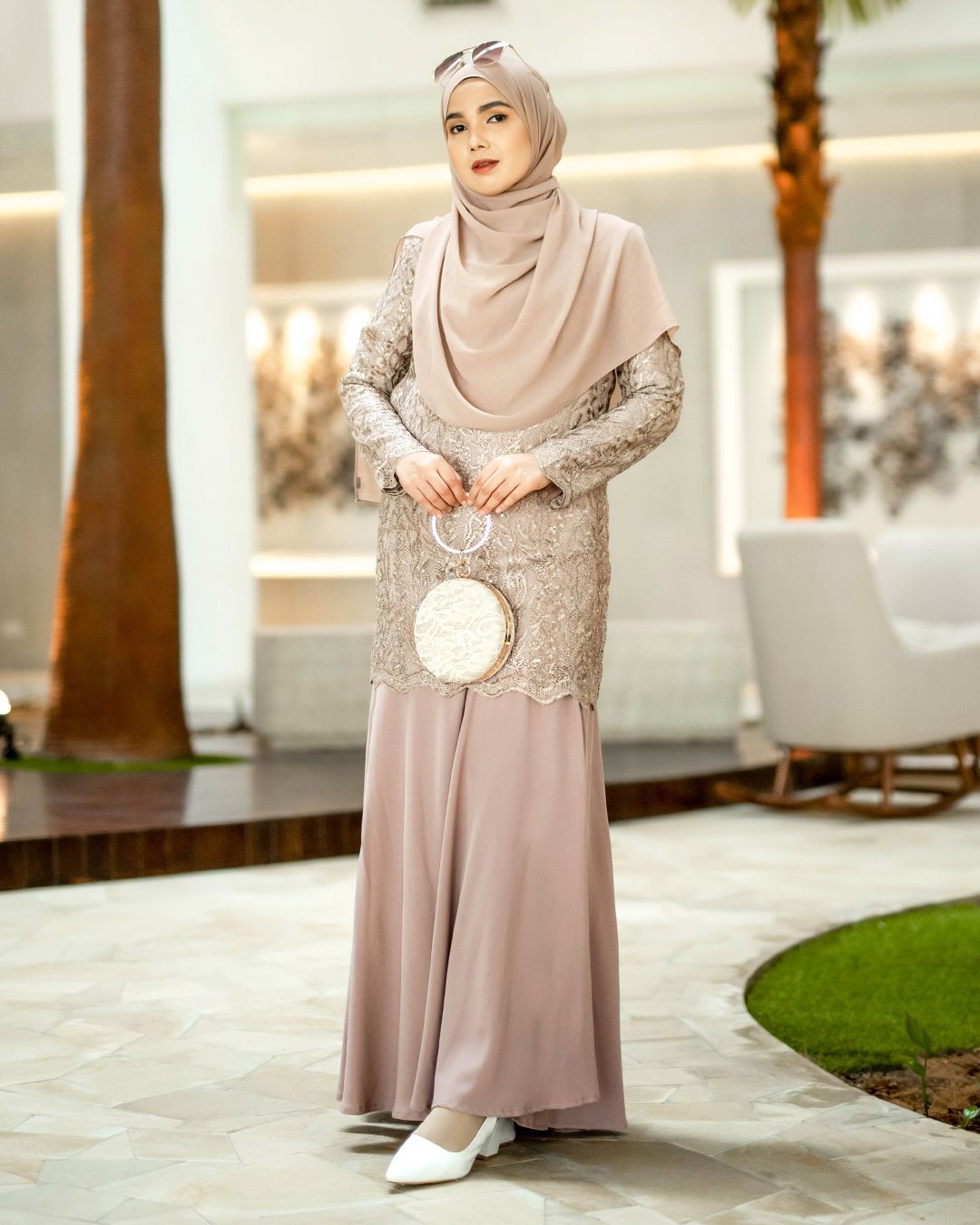 Baju Kurung Lace Rufaidah - Warm Nude