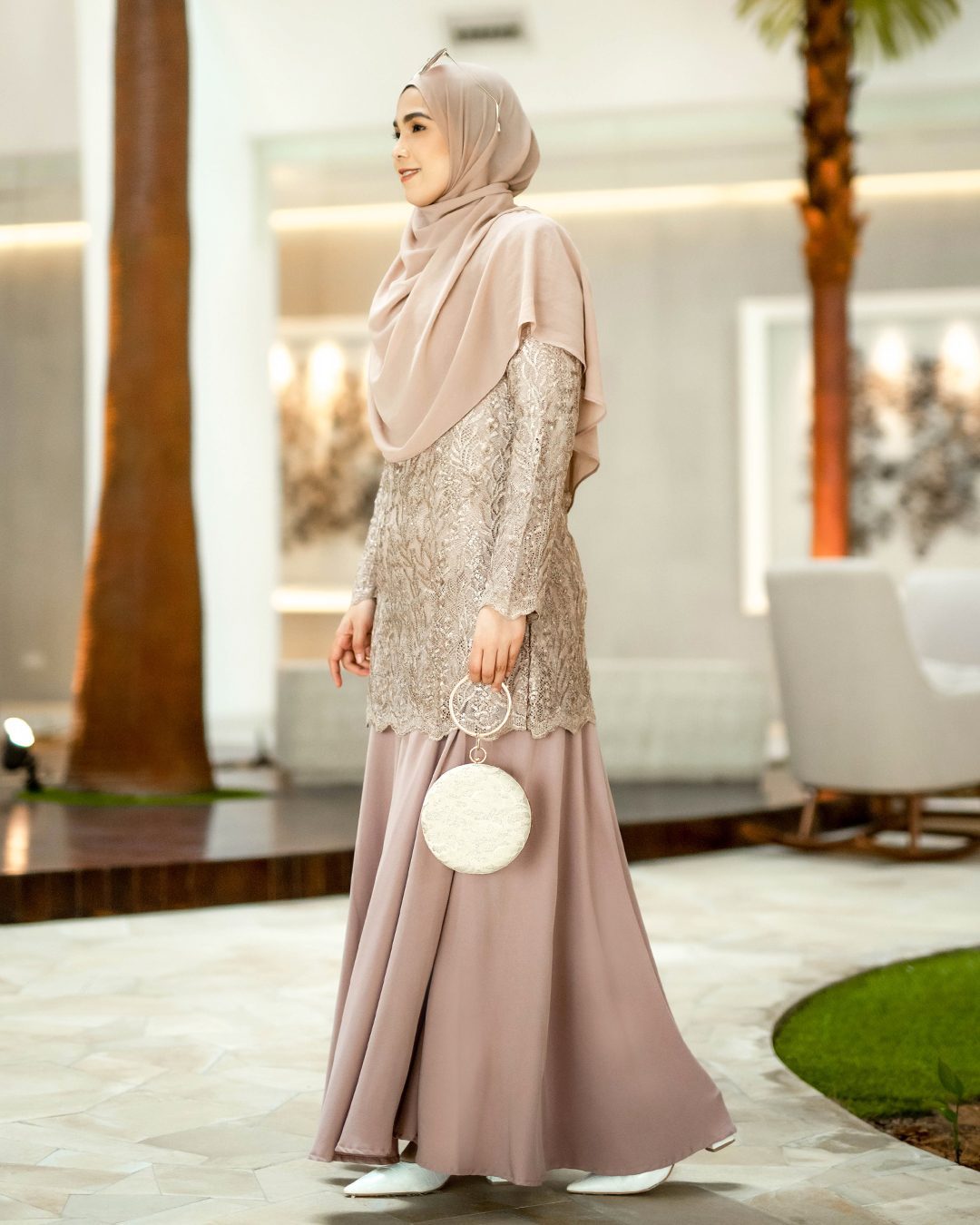 Baju Kurung Lace Rufaidah - Warm Nude