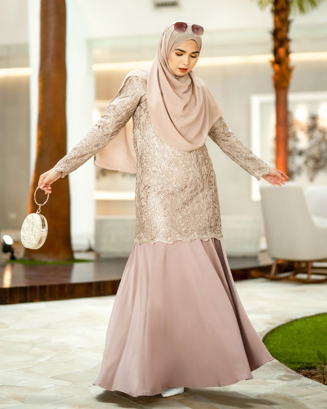 Baju Kurung Lace Rufaidah - Warm Nude