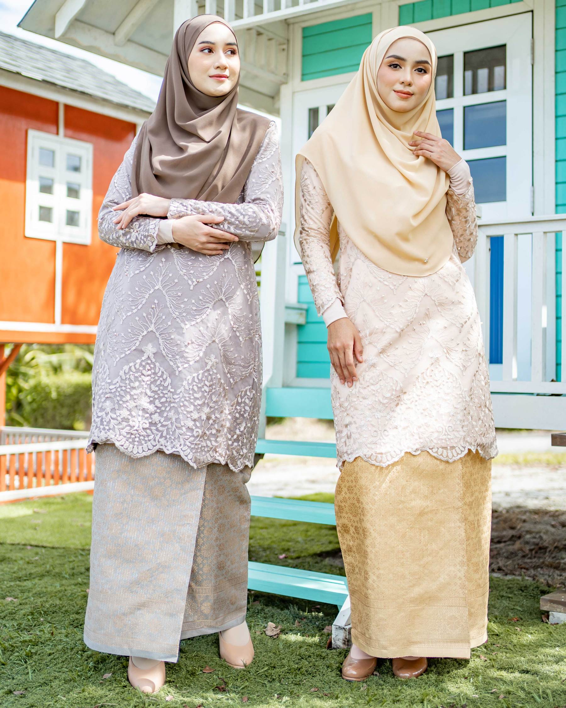 Baju Kurung Songket Lace Ruzita - Stoned Grey