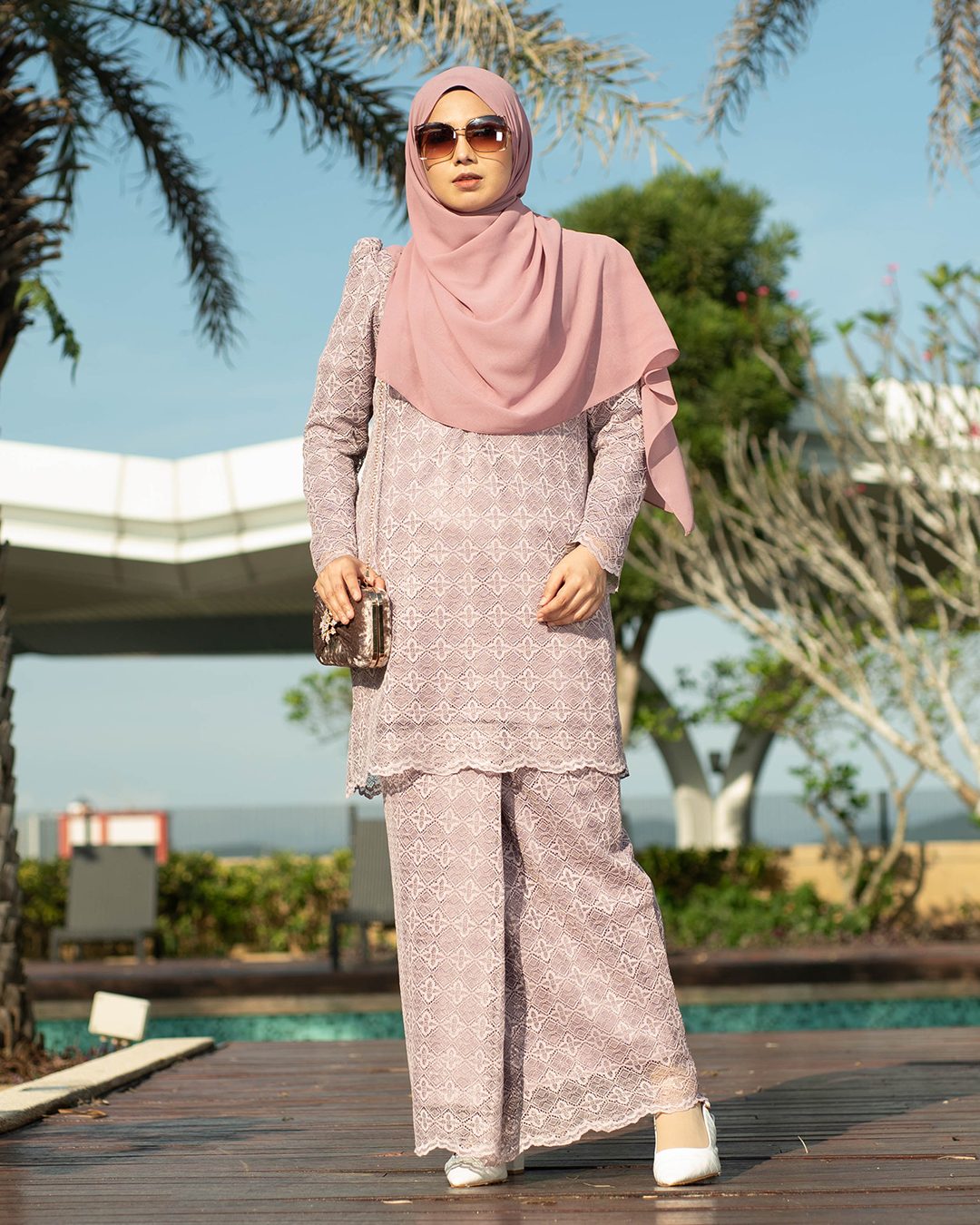 Baju Kurung Moden Puffy Lace Raiqa - Heather Purple