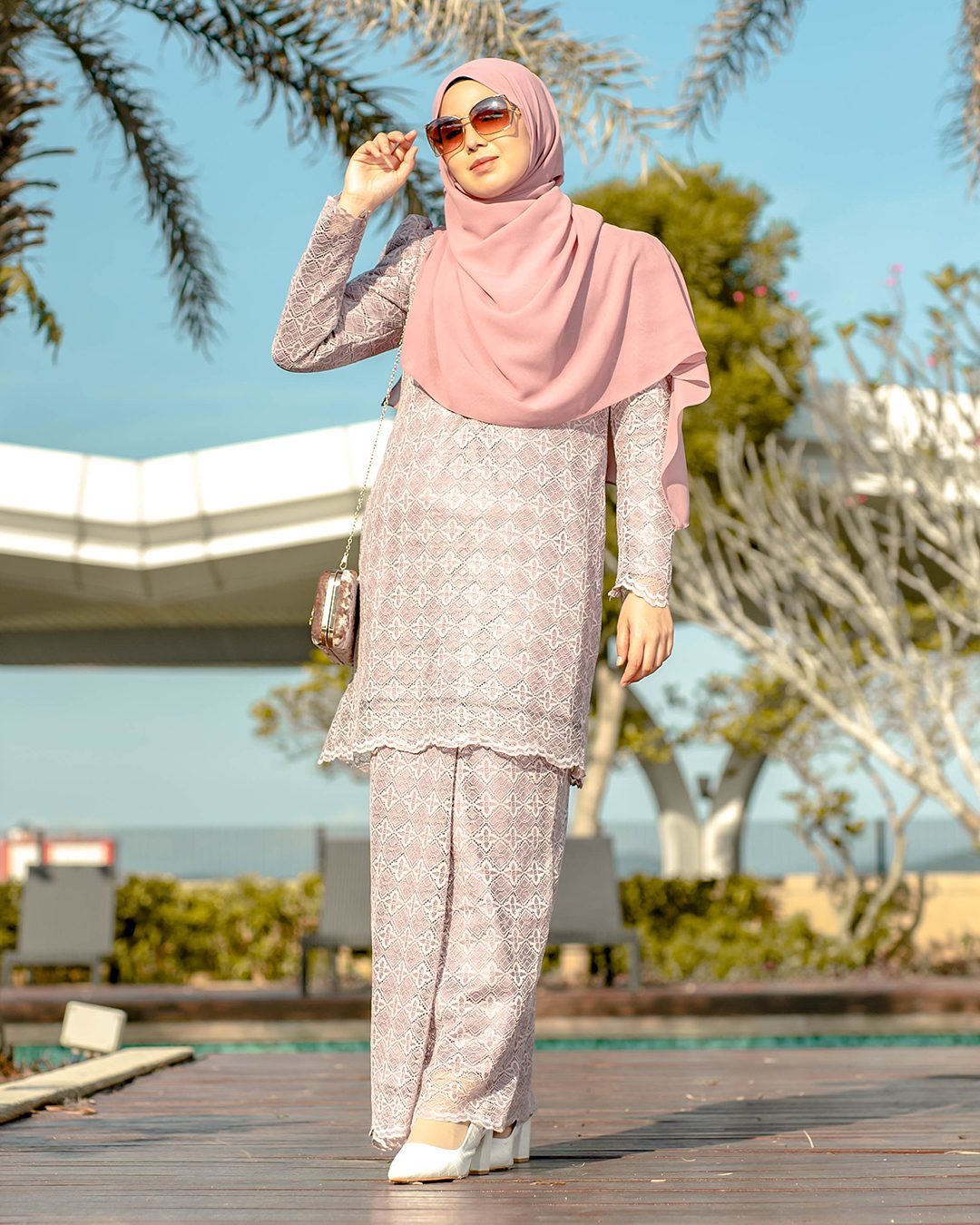 Baju Kurung Moden Puffy Lace Raiqa - Heather Purple
