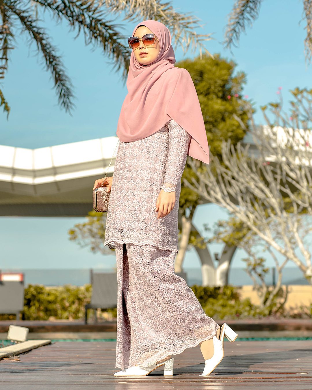 Baju Kurung Moden Puffy Lace Raiqa - Heather Purple