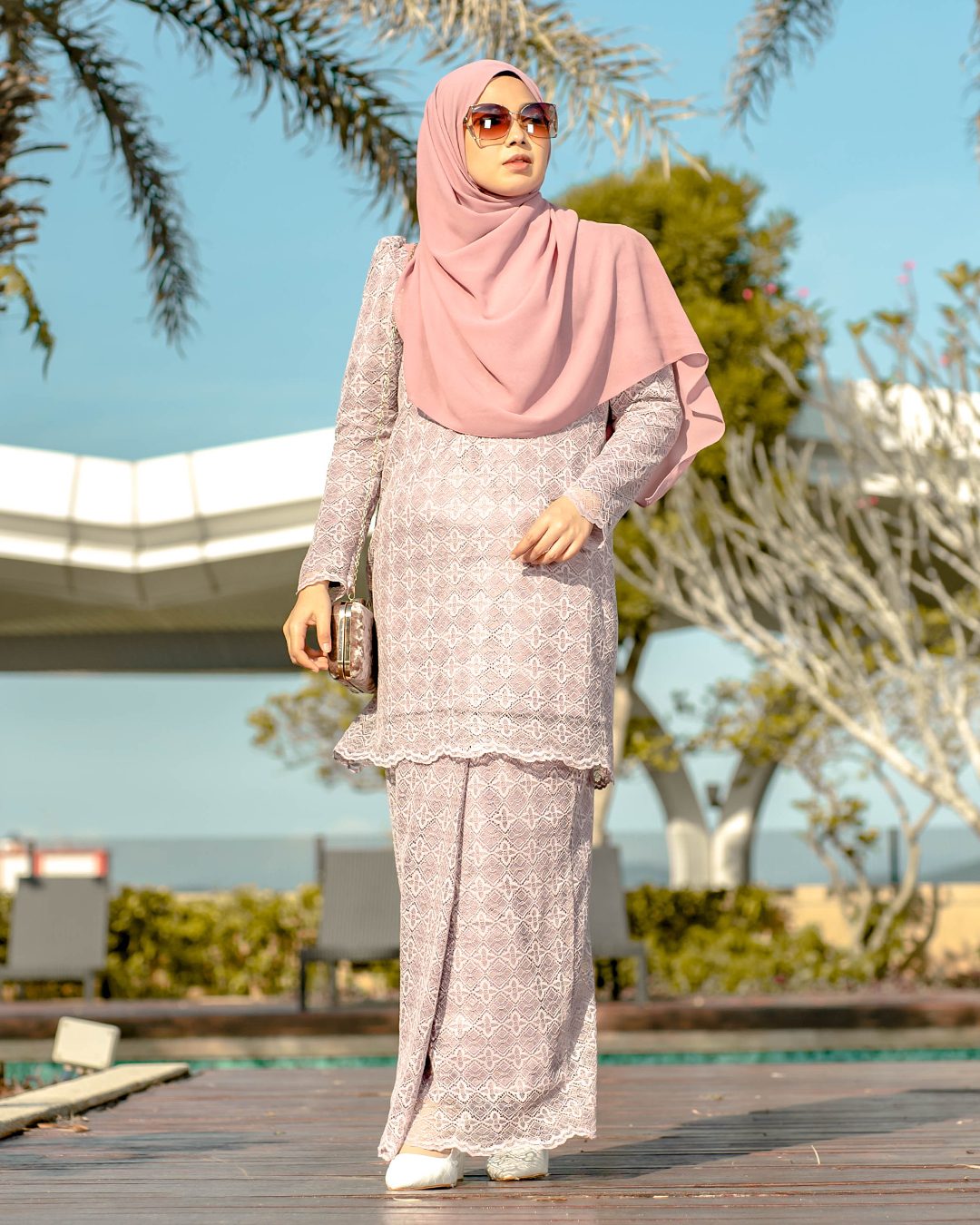 Baju Kurung Moden Puffy Lace Raiqa - Heather Purple