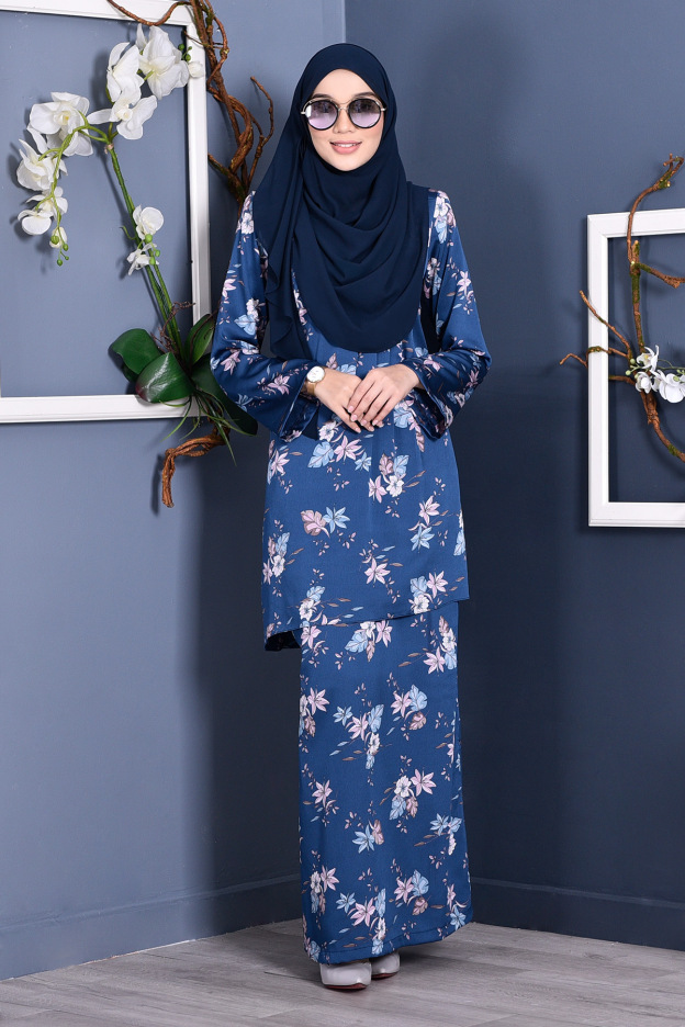Baju Kurung Pleated Ruby - Sapphire Blue