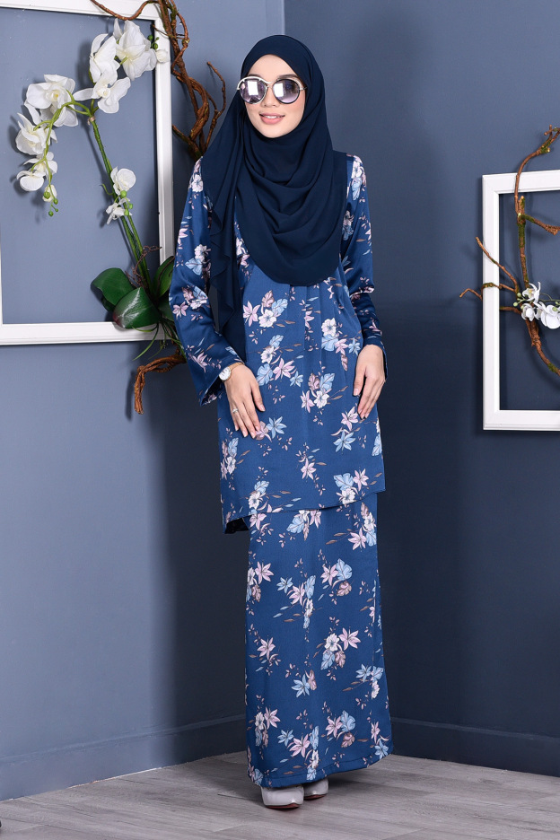 Baju Kurung Pleated Ruby - Sapphire Blue