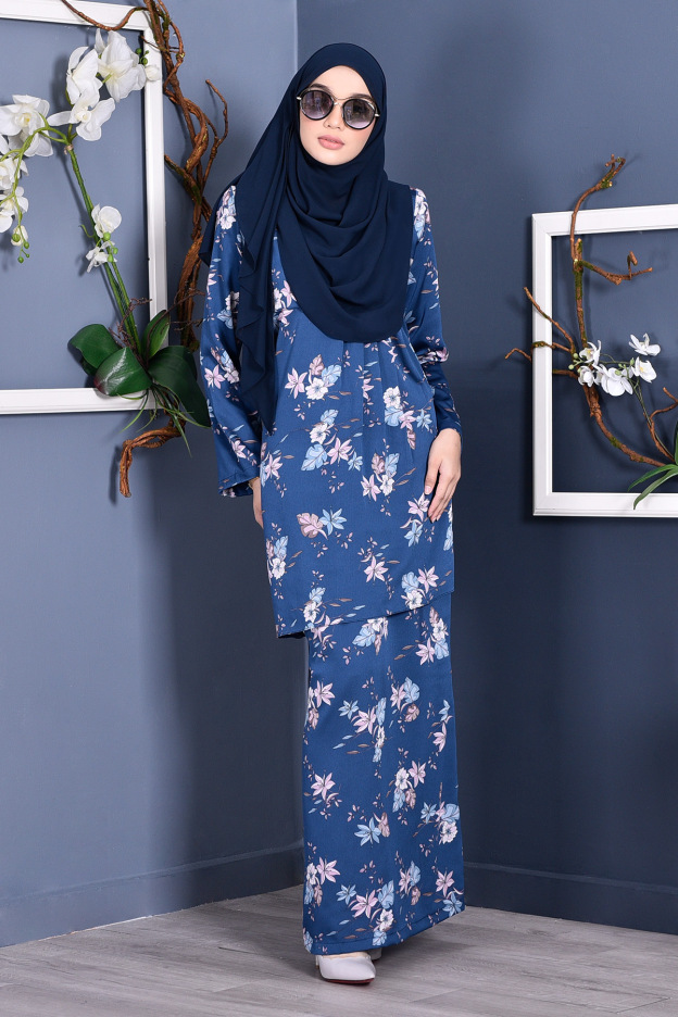 Baju Kurung Pleated Ruby - Sapphire Blue