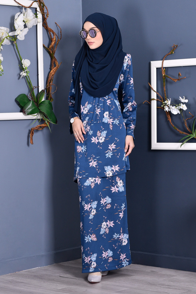 Baju Kurung Pleated Ruby - Sapphire Blue