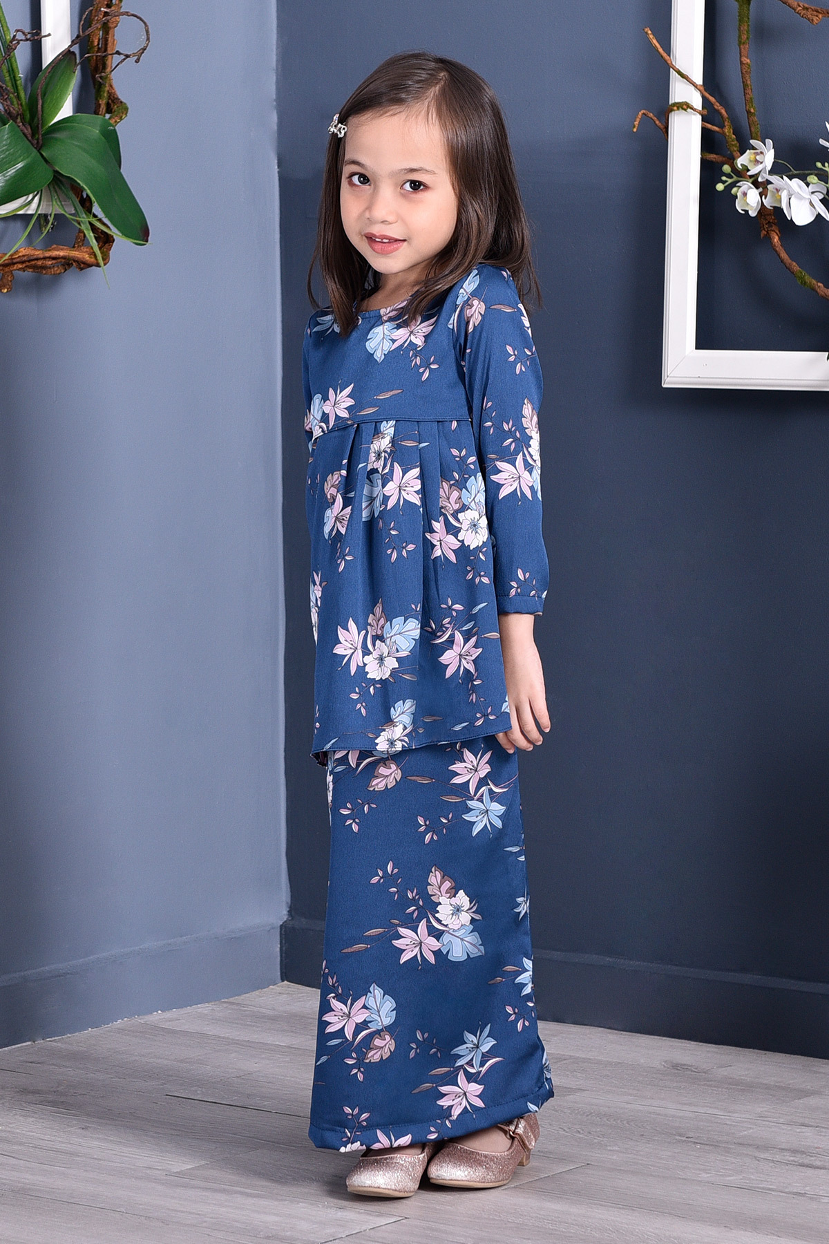 Baju Kurung Pleated Ruby Kids - Sapphire Blue