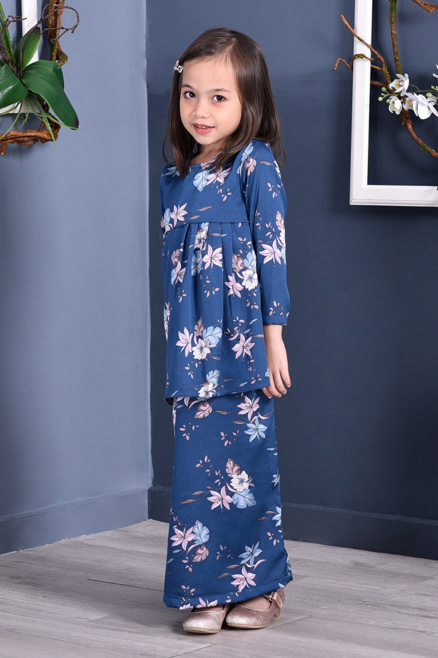 Baju Kurung Pleated Ruby Kids - Sapphire Blue