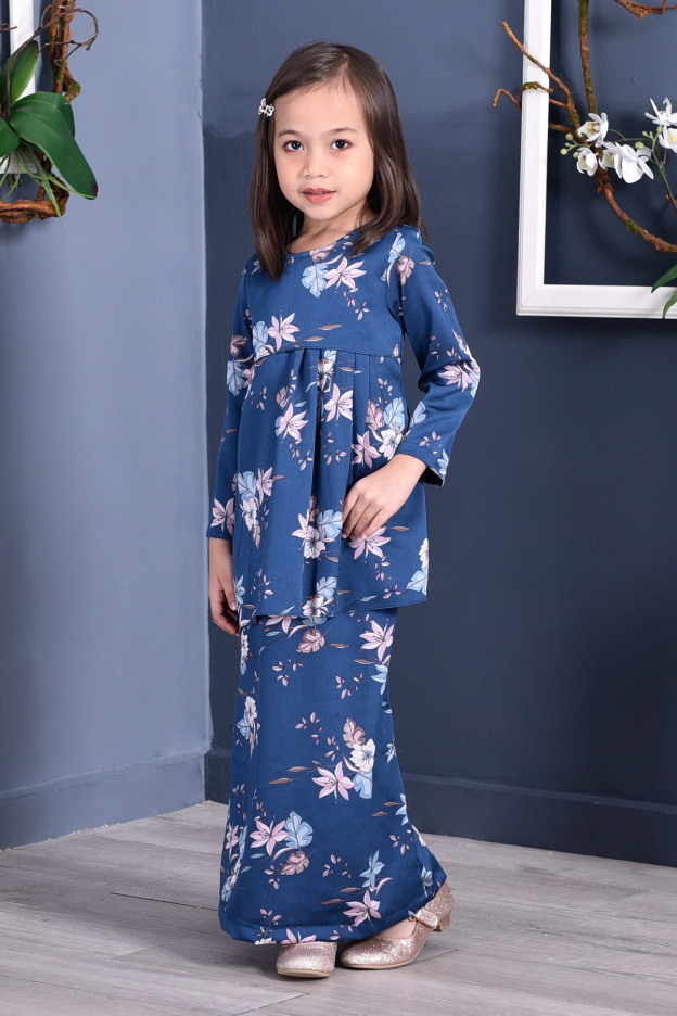 Baju Kurung Pleated Ruby Kids - Sapphire Blue