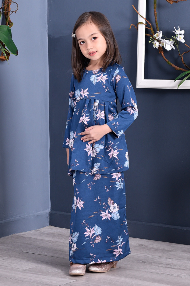 Baju Kurung Pleated Ruby Kids - Sapphire Blue