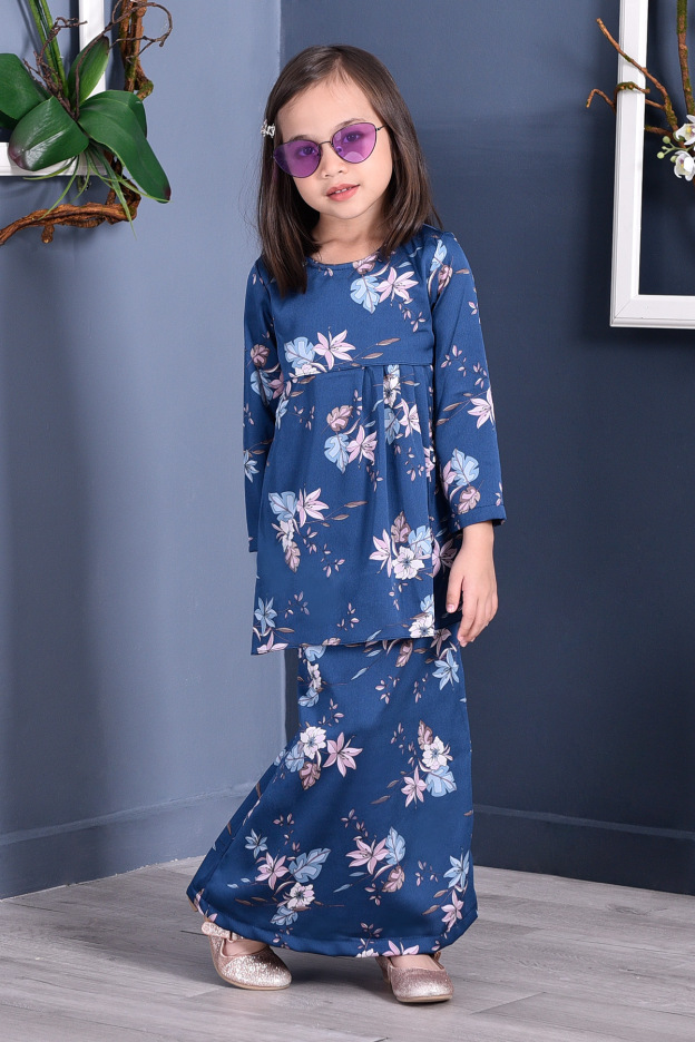 Baju Kurung Pleated Ruby Kids - Sapphire Blue