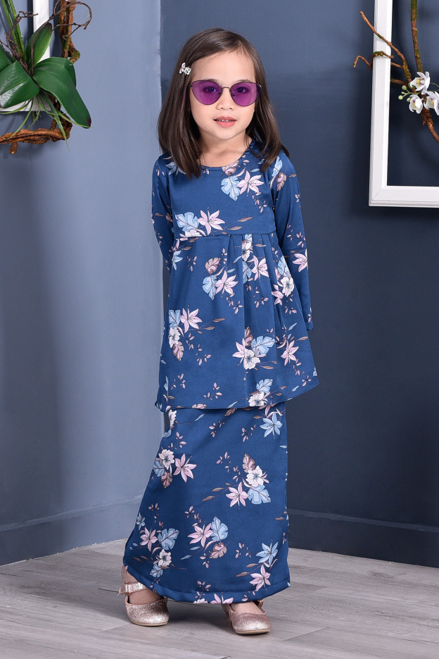 Baju Kurung Pleated Ruby Kids - Sapphire Blue