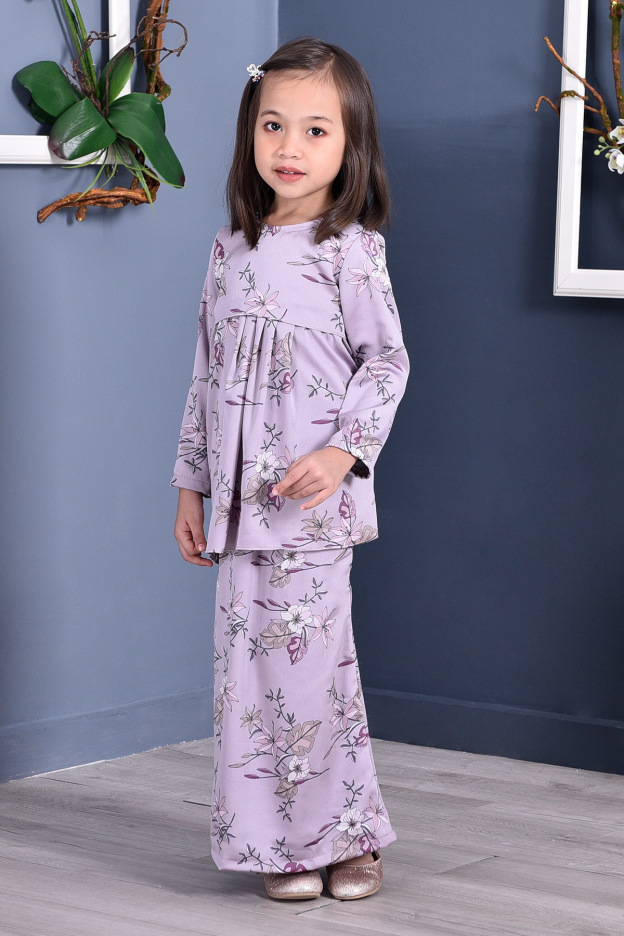 Baju Kurung Pleated Ruby Kids - Lilac Purple