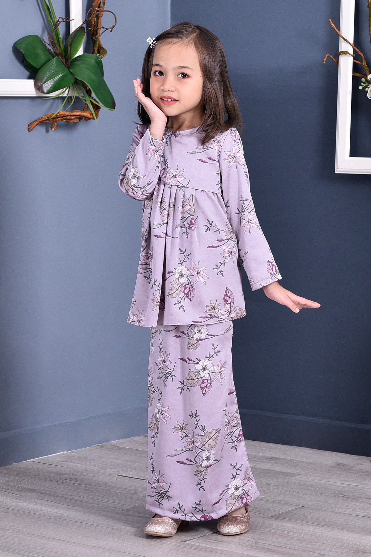 Baju Kurung Pleated Ruby Kids - Lilac Purple