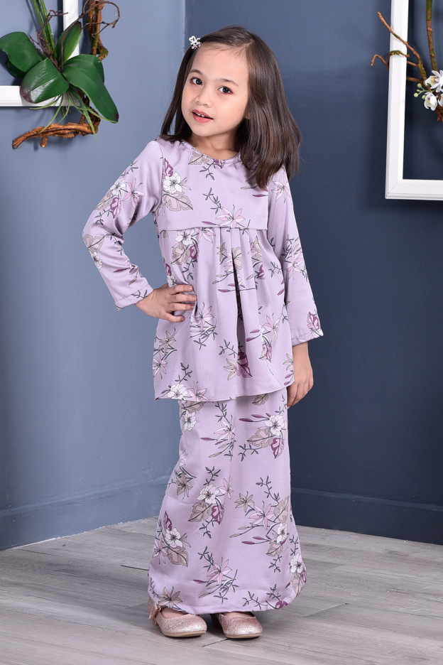 Baju Kurung Pleated Ruby Kids - Lilac Purple