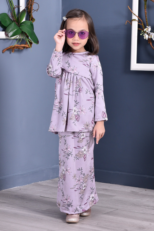 Baju Kurung Pleated Ruby Kids - Lilac Purple