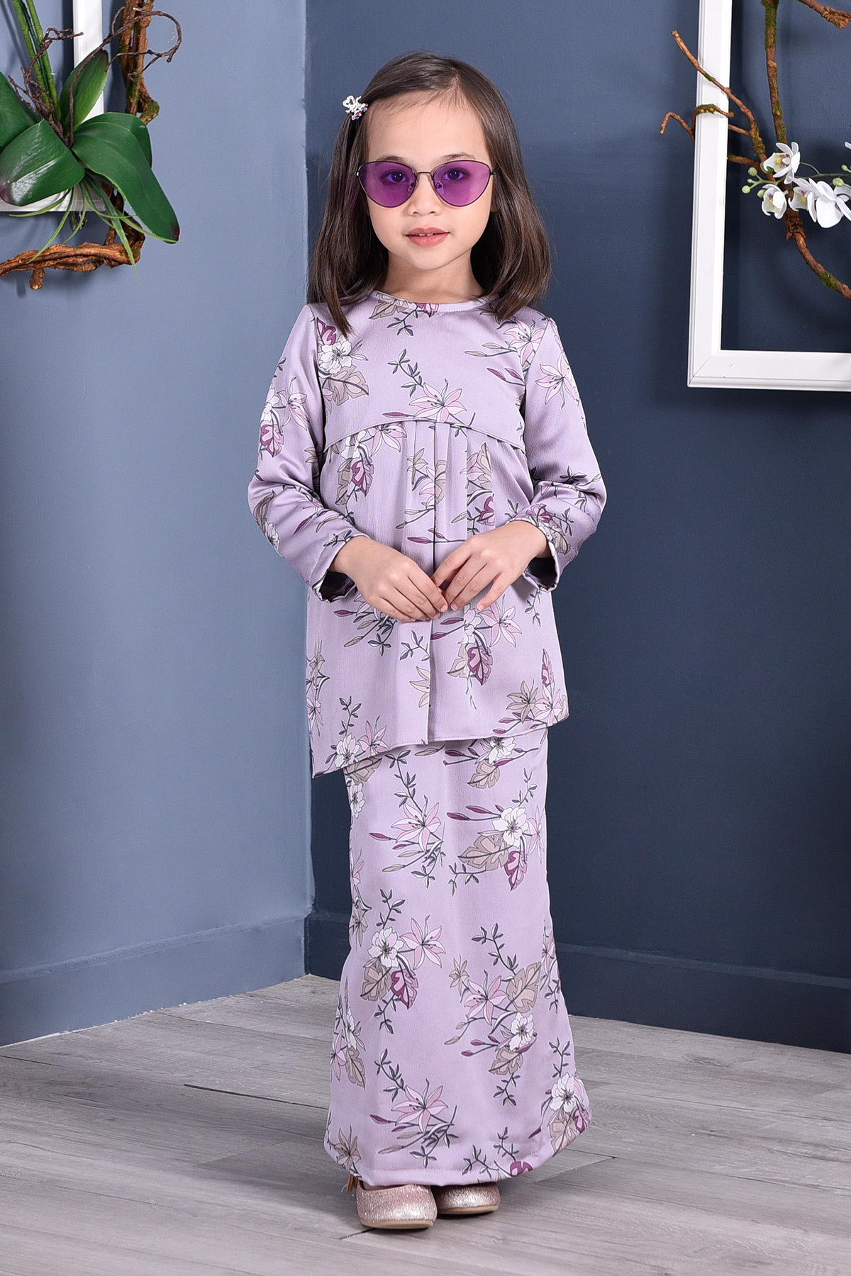 Baju Kurung Pleated Ruby Kids - Lilac Purple