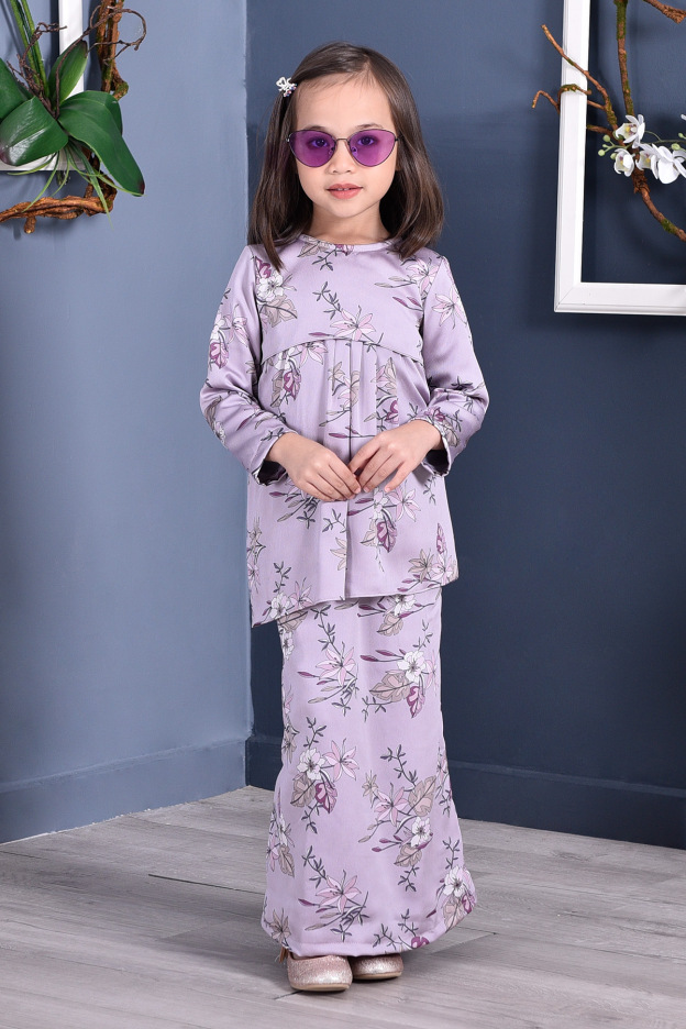 Baju Kurung Pleated Ruby Kids - Lilac Purple